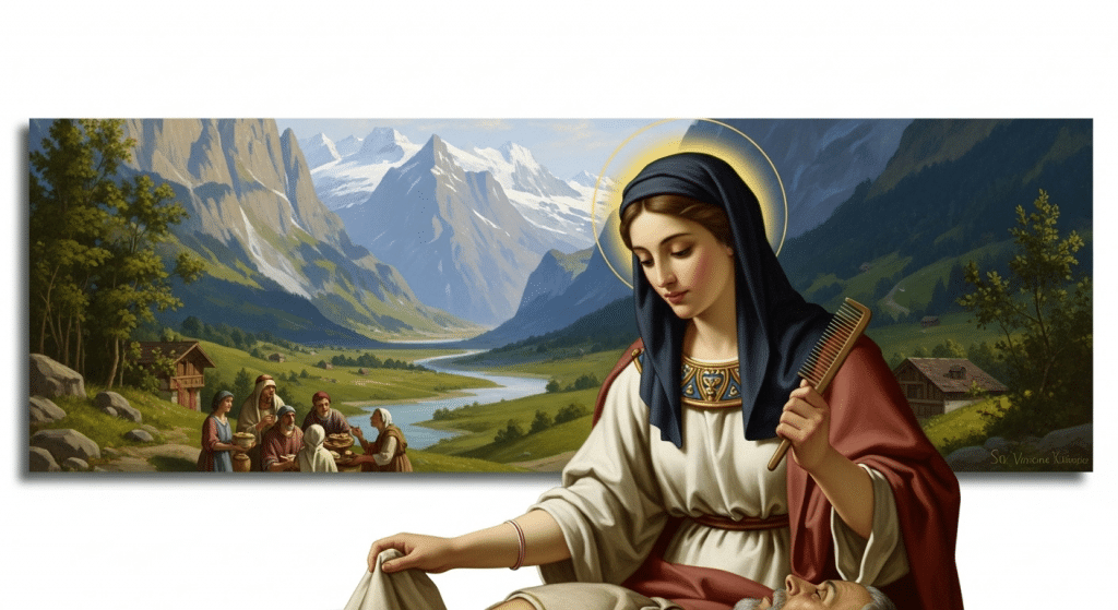 Santa Verena de Zurzach, virgen egipcia sirviendo a enfermos.