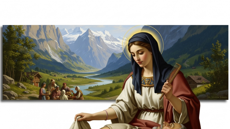 Santa Verena de Zurzach, virgen egipcia sirviendo a enfermos.