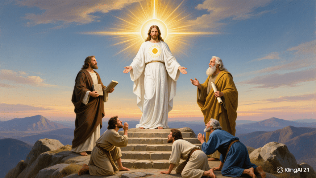 Pintura de la Transfiguración de Jesús en el monte Tabor.