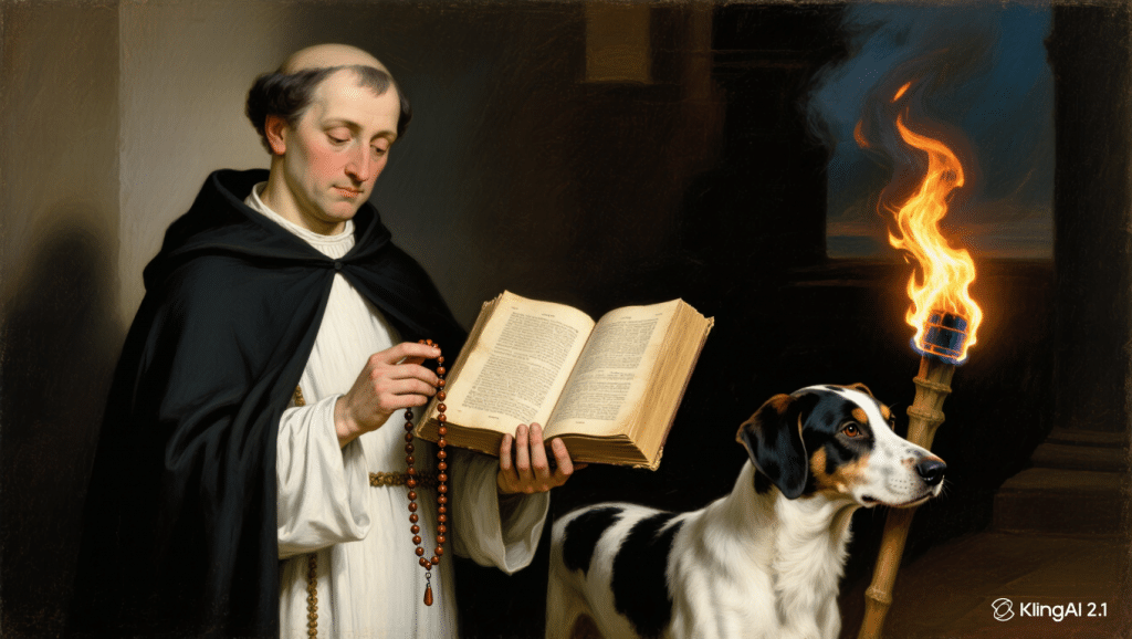 Pintura de Santo Domingo de Guzmán con el hábito dominico.