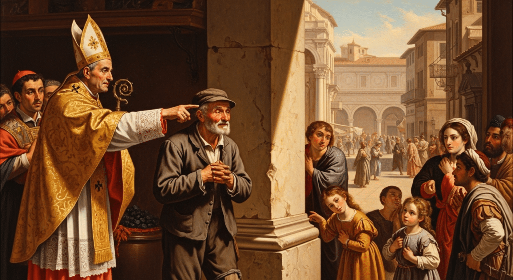 Pintura de San Alejandro de Comana, filósofo que se hizo carbonero y luego obispo.