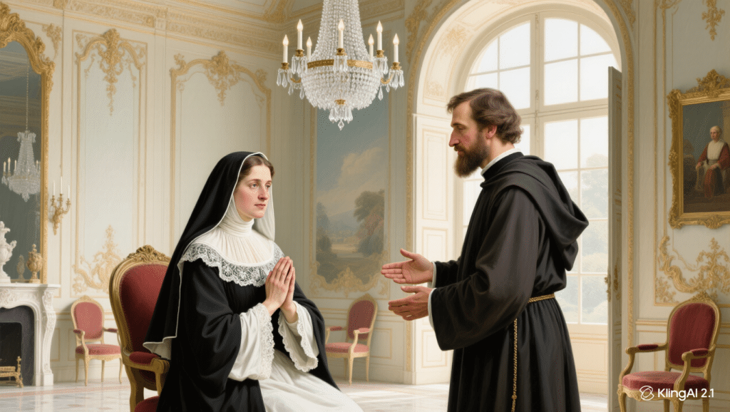 Pintura de Santa Juana Francisca de Chantal con San Francisco de Sales.