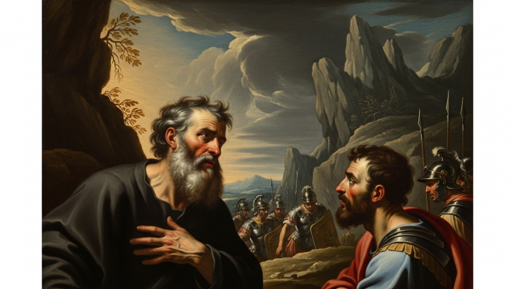 Pintura de San Hipólito, teólogo y mártir, junto a San Ponciano en el exilio.