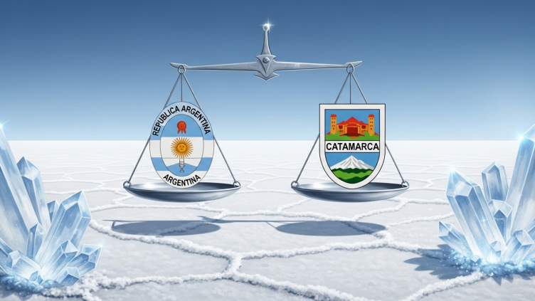Representación visual del marco legal del litio en Argentina, mostrando un equilibrio entre la jurisdicción nacional y la provincial sobre los recursos naturales.