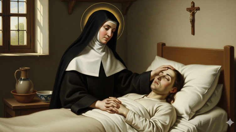 Santa Soledad Torres Acosta, cuidando enfermos.