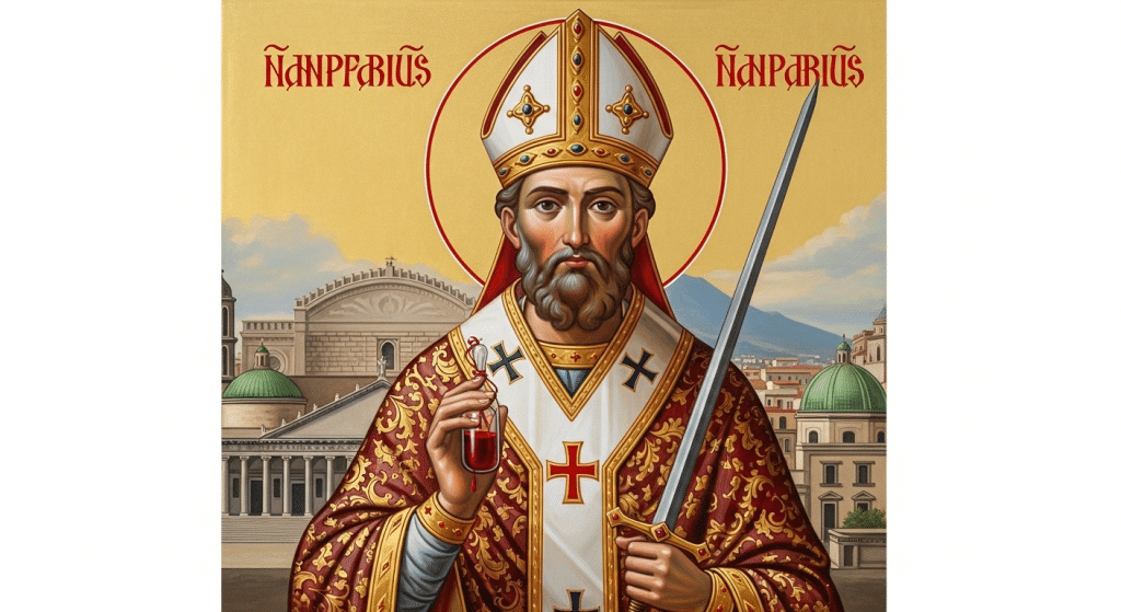 San Genaro de Nápoles, obispo con ampolla de sangre.
