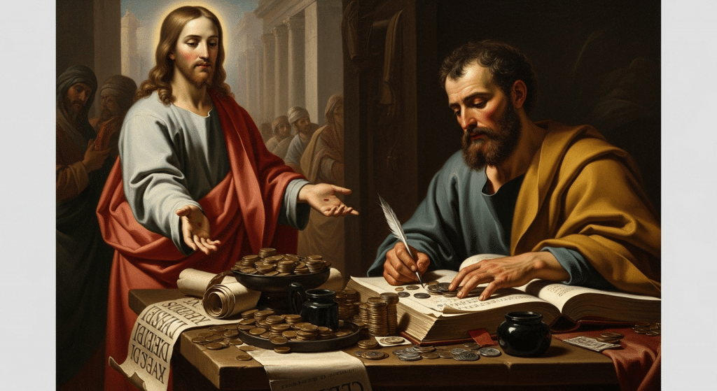 San Mateo Apóstol, escribiendo Evangelio.